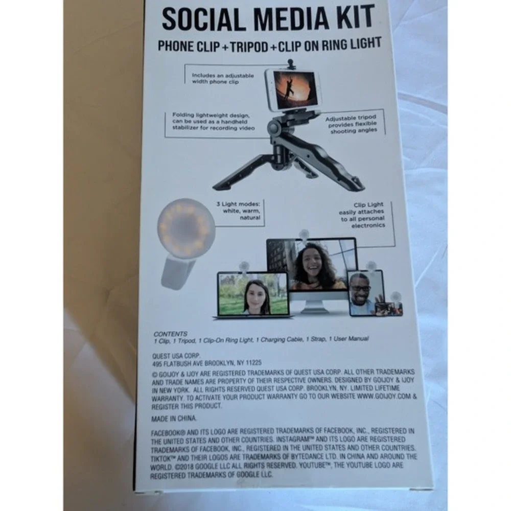 Studio Social Media Kit (3 in 1) Phone Clip + Tripod +‎ Clip on Ring Light
